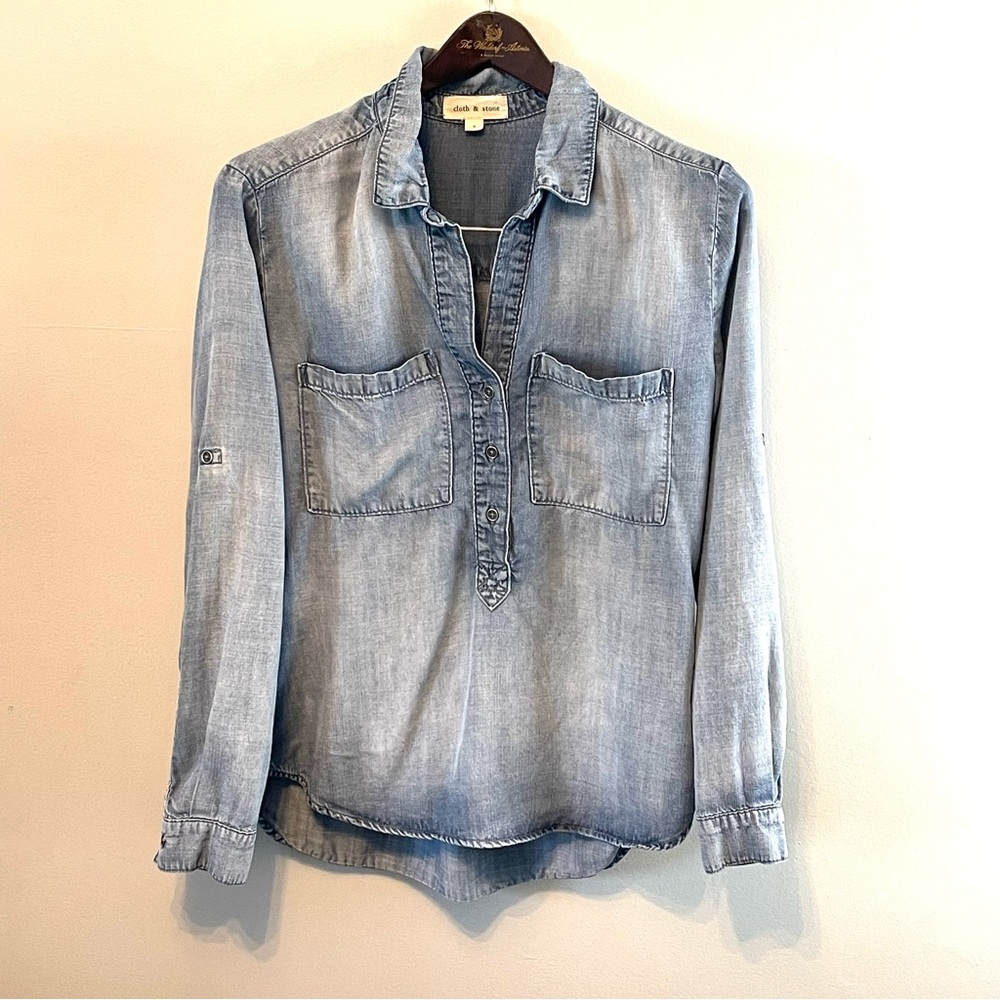 Cloth & Stone Button Up Tencel Long Sleeve Top S